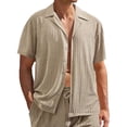 thumbnail image 2 of EOYWHK Mens Short Sleeve Shirt Lightweight Button Down Cardigan Solid Color Summer Hawaiian Shirt with Pockets, 2 of 9