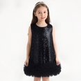 thumbnail image 2 of Splozh Robe Formelle Sans Manches pour Tout-Petits Robe Fille Ligne A Scintillante Robe de Mariée Sans Manches Robes de Fête pour Filles Noir, 6-7 Ans, 2 of 6