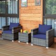 thumbnail image 4 of Patiojoy 3-Piece Patio Wicker Conversation Set Bistro Rattan Sofa Chair with Washable Cushion Navy, 4 of 10