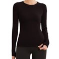 thumbnail image 1 of fheaev Chandails à Manches Longues pour Femmes Col Rond Chandail du Bas Ajusté Décontracté Extensible Ajusté sous-Blouses Entraînement Haut de Sport Pilates Vêtements de Mise en Forme Couche de Base Hauts, 1 of 2