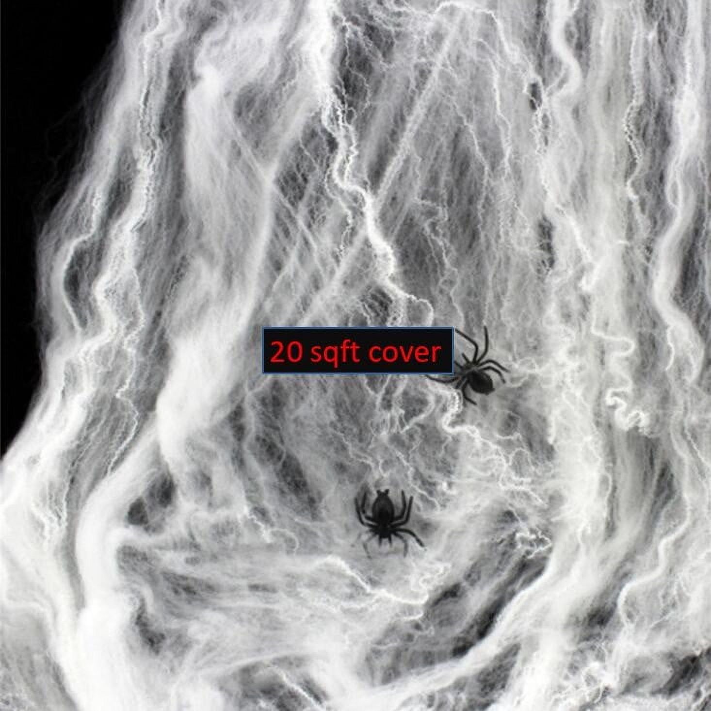 Japceit Décorations de Toile d'Araignée d'Halloween 20 Pi2 Déco Toile Extensible avec Fausses Toiles d'Araignée en Plastique Toile d'Araignée Extérieure Déco d'Halloween