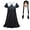 Dress+Wig, variant on HAWEE Wednesday Addams Costume Dress with Bag for Kids, Girls Halloween Black Uniform Dress Addams Costume Dress for Cosplay Party