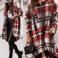 thumbnail image 2 of Plaid Trench Coat Womens Windbreaker Jacket Printed Shirt Zipper Irregular Jacket, 2 of 9