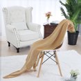 thumbnail image 3 of PiccoCasa 1 Pcs Home Warm Soft Microplush Fleece Solid Throw Blanket Camel Color 59" x 78", 3 of 10