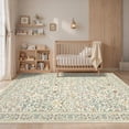 thumbnail image 2 of Garvee 9'x12' Floral Animal Print Area Rug Washable Rugs, Low Pile Stain Resistant Rug Botanical Bird Soft Carpet for Living Room Bedroom Dining Room, Beige, 2 of 8