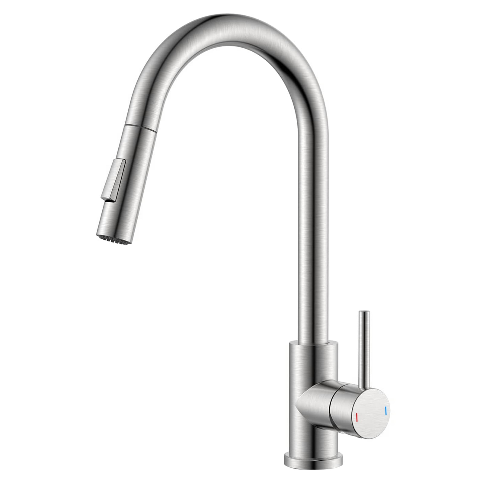 APPASO Brushed Nickel Kitchen Faucet with Pull Down Sprayer, Stainless Steel Single Handle High Arc Kitchen Sink Faucet, 2-Function Stream and Spray Modes