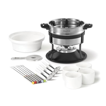 Starfrit Fondue 3-in-1 Set with Magnetic Fork Guide, Safety Burner, 19 Pieces, 1.6L Stainless Steel Pot, Perfect for Meat, Cheese & Chocolate Fondues