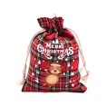 thumbnail image 2 of Red Plaid Cotton Drawstring Gift Bag - Reusable Treat Pouch for Cookies, Candy, and Holiday Party Favors, 2 of 8