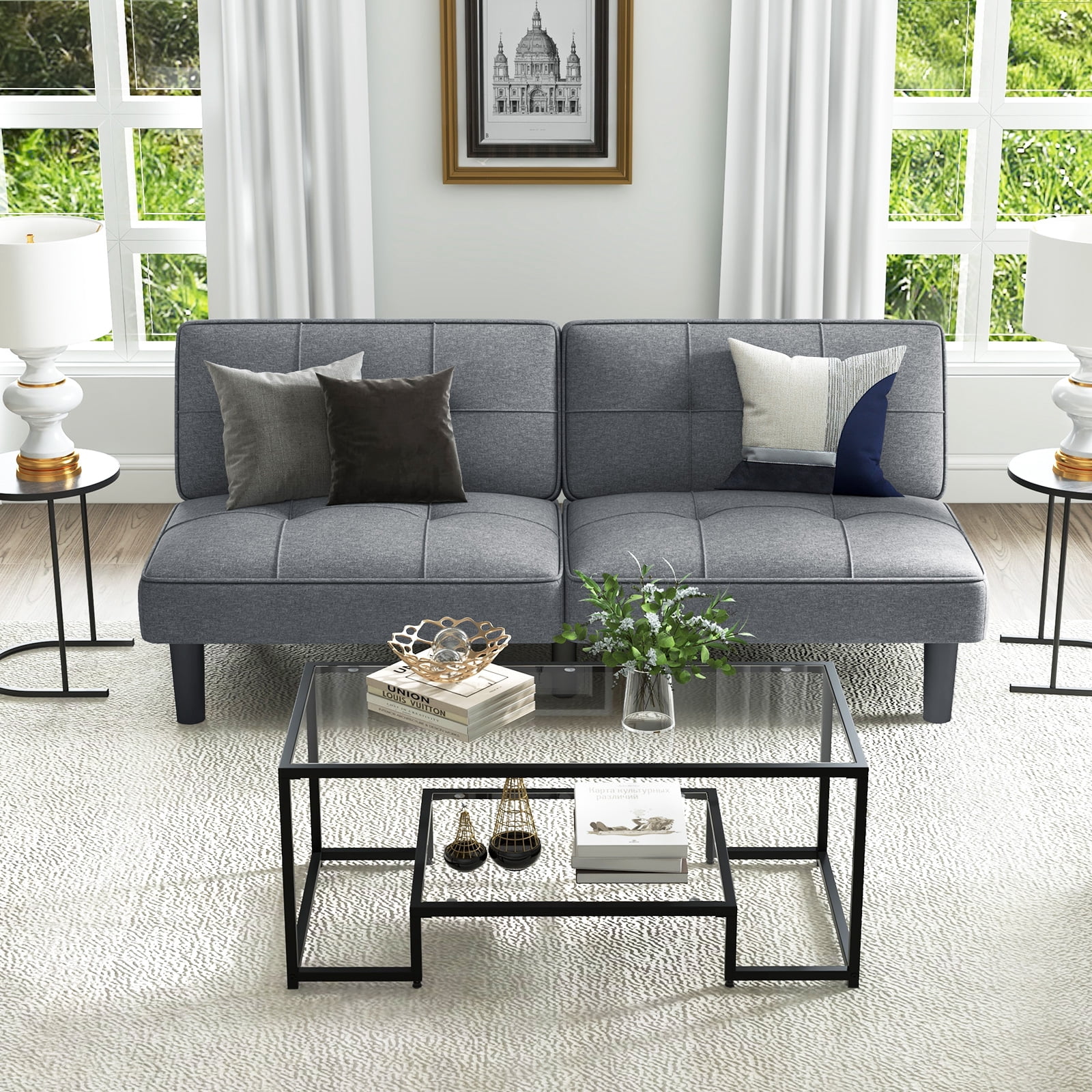 Costway Convertible Folding Futon Sofa Bed with 6-Position