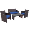 thumbnail image 1 of Patiojoy 4PCS Outdoor Patio Furniture Sets Weather-Resistant Rattan Sofas w/ Soft Cushion Navy, 1 of 7