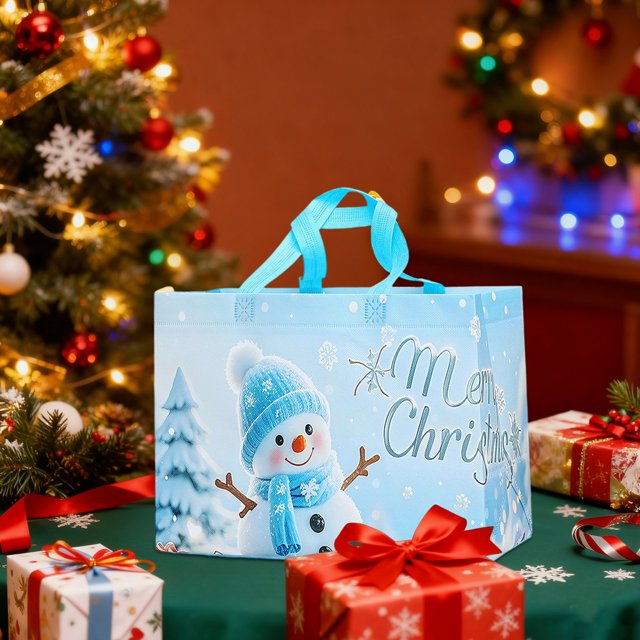 Cagogo under $5 Nonwoven Gift Bags, Non-woven Christmas Gift Bags, reusable Holiday Present Bags, Christmas Party Favor Bags, Festive Gift Packaging, Drawstring Gift Sacks