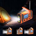 thumbnail image 4 of Radio d'Urgence Multifonctionnelle à Énergie Solaire et à Manivelle avec Banque d'Alimentation 10000mAh, Récepteur FM/AM/WB Étanche IPX3 et Lampe de Poche LED Vert/orange (Modèle 168) Chargement USB, 4 of 5