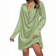 thumbnail image 1 of FcBaudy Longues Robe à Manches à Col en V Longueur Genou, Robes d'Été pour Femmes, Robes pour Femmes Robe Unie à Col en V pour la Maison Ample à Manches Longues Robe Femme, 1 of 1