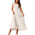 thumbnail image 2 of INSPIRE CHIC Robe d'Été Sans Manches pour Femme Col Rond Robe Maxi Décontractée avec Poches TG Blanc, 2 of 4