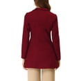 thumbnail image 3 of INSPIRE CHIC Women's Lapel Collar Buttoned Outwear Elegant Work Notch Trench Winter Coat L Burgundy, 3 of 6