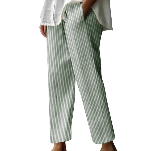 FNFYFH Clearance Plus Size Comfortable Ladies Linen Trousers Loose
