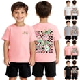 thumbnail image 4 of HNMKIU T-Shirt à Manches Courtes à Col Rond pour Garçons avec Imprimé de Pâques, Doux, Décontracté, Tenue de Vacances, Haut pour Enfants, Rose, 4-5 Ans, 4 of 5