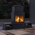 thumbnail image 2 of Sunjoy Cheminée à bois Cheminée d'extérieur en acier noir mat avec cheminée, porte-bûches, outil de cheminée et housse en PVC, 2 of 9