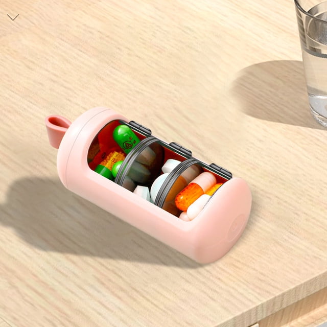 LSLJS Travel Pills Organizer, Portable Daily Pills Container Storage Box 3 Compartments Drug Storage Box Plastic Slide Cover Case Travel Organizer Sealed Box Family Box Med