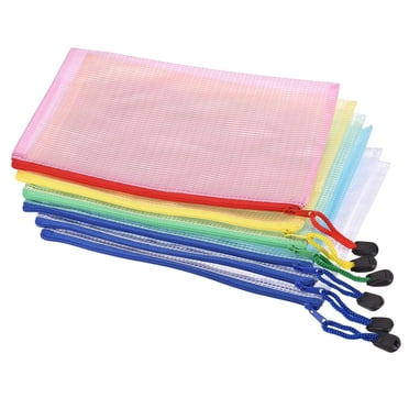 ZTTD 6Pcs Mesh Zipper Pouch Bags, Mesh Pencil Pouch, A4 Zipper Bags for Organizing Storage, Waterproof Zipper Pouches, Letter Size, File Bags for Home Office Supplies, 5 Colors