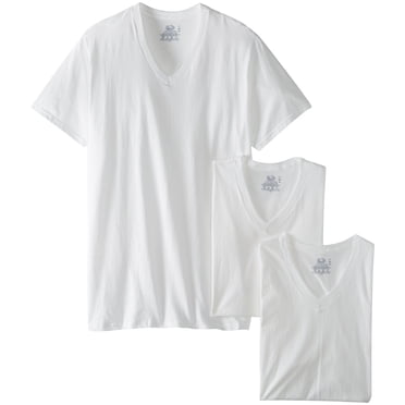 Fruit of the Loom T-Shirt à Col en V pour Hommes, Taille Forte, Lot de 3, LT, Blanc