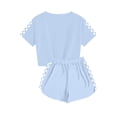thumbnail image 4 of Économies d'Été! HVOBTTY Ensemble Décontracté 2 Pcs à Manches Courtes pour Filles, Ensemble de Mode Décontracté à Manches Courtes pour Garçons et Filles avec Col Rond, Boutons et Short Imprimé Bleu Ciel, 10 Ans, 4 of 4
