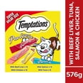 thumbnail image 1 of Temptations Creamy Puree with Beef Liver, with Salmon, with Chicken and with Tuna Lickable Adult Cat Treats 48 Tubes 576g, 1 of 9