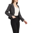 thumbnail image 4 of INSPIRE CHIC Women's Blazer Open Front Wear-to-Work Summer Crop Suit Jacket XL Dark Grey-Solid, 4 of 6