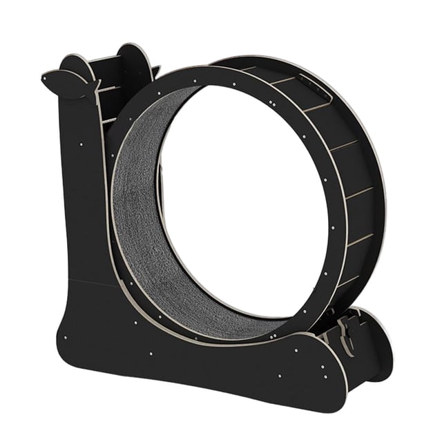GROWTH TANK Roue pour Chat Exerciseur Tapis Roulant en Bois avec Tapis Facile à Installer Noir