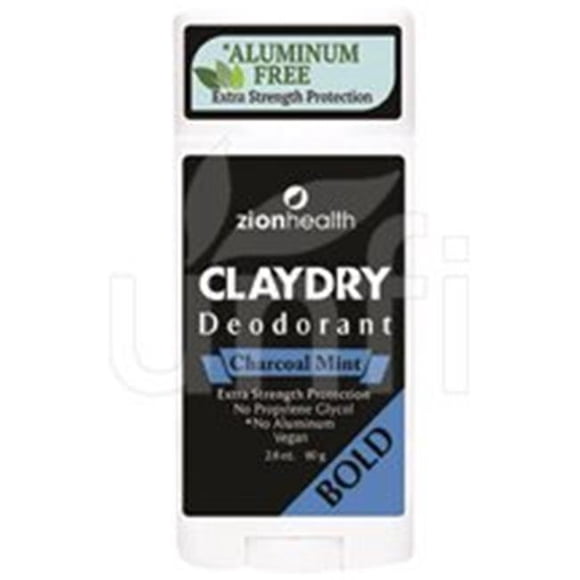 Zion Health Désodorisant Argile Charbon Audacieux Sec Menthe, 2,8 Oz