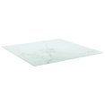 thumbnail image 3 of vidaXL Table Blanche 80x80 cm 6 mm Verre Trempé avec Design Marbre, 3 of 4