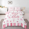 thumbnail image 2 of Erosebridal Princess Bow Bedding Full Comforter Set, Initial Z Letter Down Comforter, Pink Heart Decor, Reversible 3 Pieces, 2 of 8
