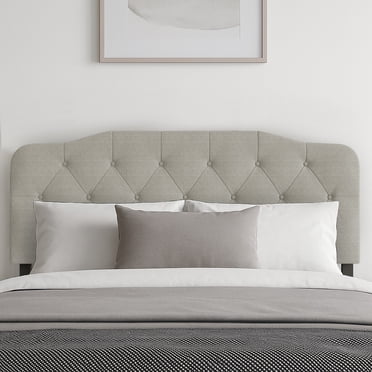 Angela Button-tufted Adjustable Headboard Warm Grey Queen