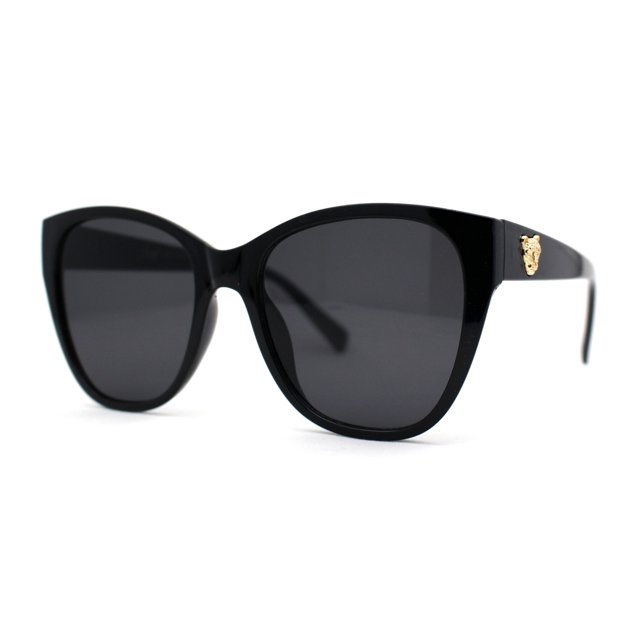 Timeless Classic Slick Oversize Cat Eye Mod Chic Plastic Sunglasses All Black