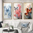 thumbnail image 1 of Designart "Blue Butterfly Wings I" Animals Framed Wall Art Set Of 3 - Blue Butterfly Frame Canvas Set For Living Room Decor, 1 of 6