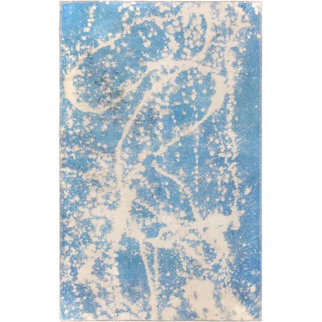 Pasargad 54706 3 ft. 3 in. x 5 ft. 2 in. Vintage Overdye Hand-Knotted Wool Rug, Blue