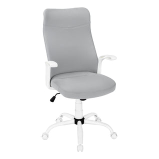 Monarch Specialties 7324 Multi-Position Office Chair - White/Grey Fabric