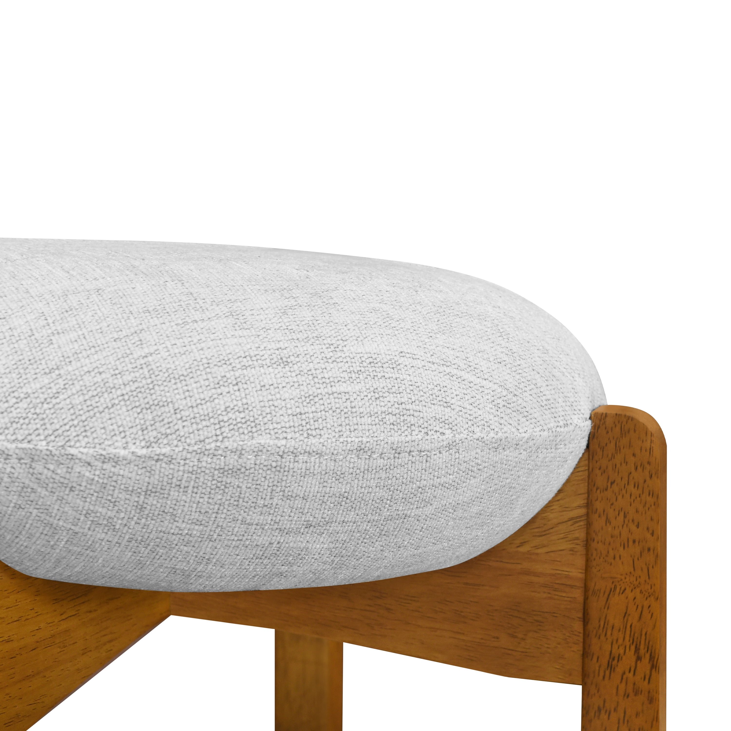 Ensemble de 4 tabourets de bar ronds Tara de Noble House, coussin rembourré ivoire, noyer et ivoire