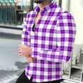 thumbnail image 1 of Timdgard Button down Shirts for Men Fall Plaid Lapel V Neck Long Sleeve Shirts Work Casual Tops, 1 of 8