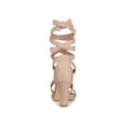 thumbnail image 2 of BLISSFUL STEP Women's Sandals Solid Color Mid Block Heels Lace up Sandals Nude 6.5, 2 of 7