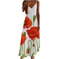 thumbnail image 2 of SMihono Robes d'Été Bohémiennes Femmes Grande Taille Mode Femmes Été Décontracté Imprimé Col en V Camisole Sans Manches Longue Robe, 2 of 5