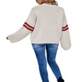 thumbnail image 2 of Pull pour Femmes Manches Longues Col Tricoté Cœur Ample Fête de Rue Chemise Décontractée Rose TG, 2 of 5