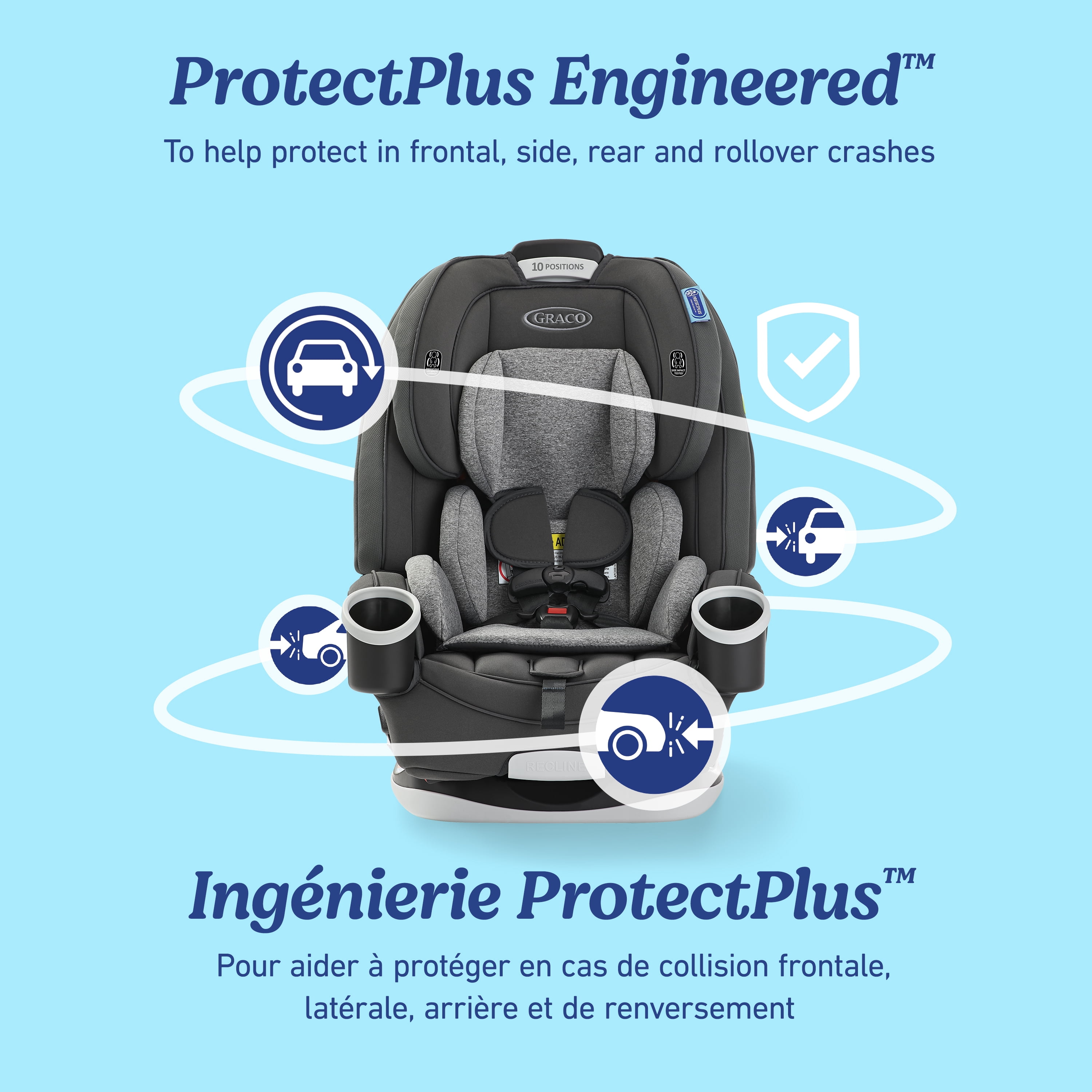 Graco 4Ever Siège d'Auto Convertible Tout-en-un, Siège d'Auto 4-en-1 pour Bébé Jusqu'aux Grands Enfants de 1.8-54 kg (4-120 lb), ProtectPlus Engineered, Drew