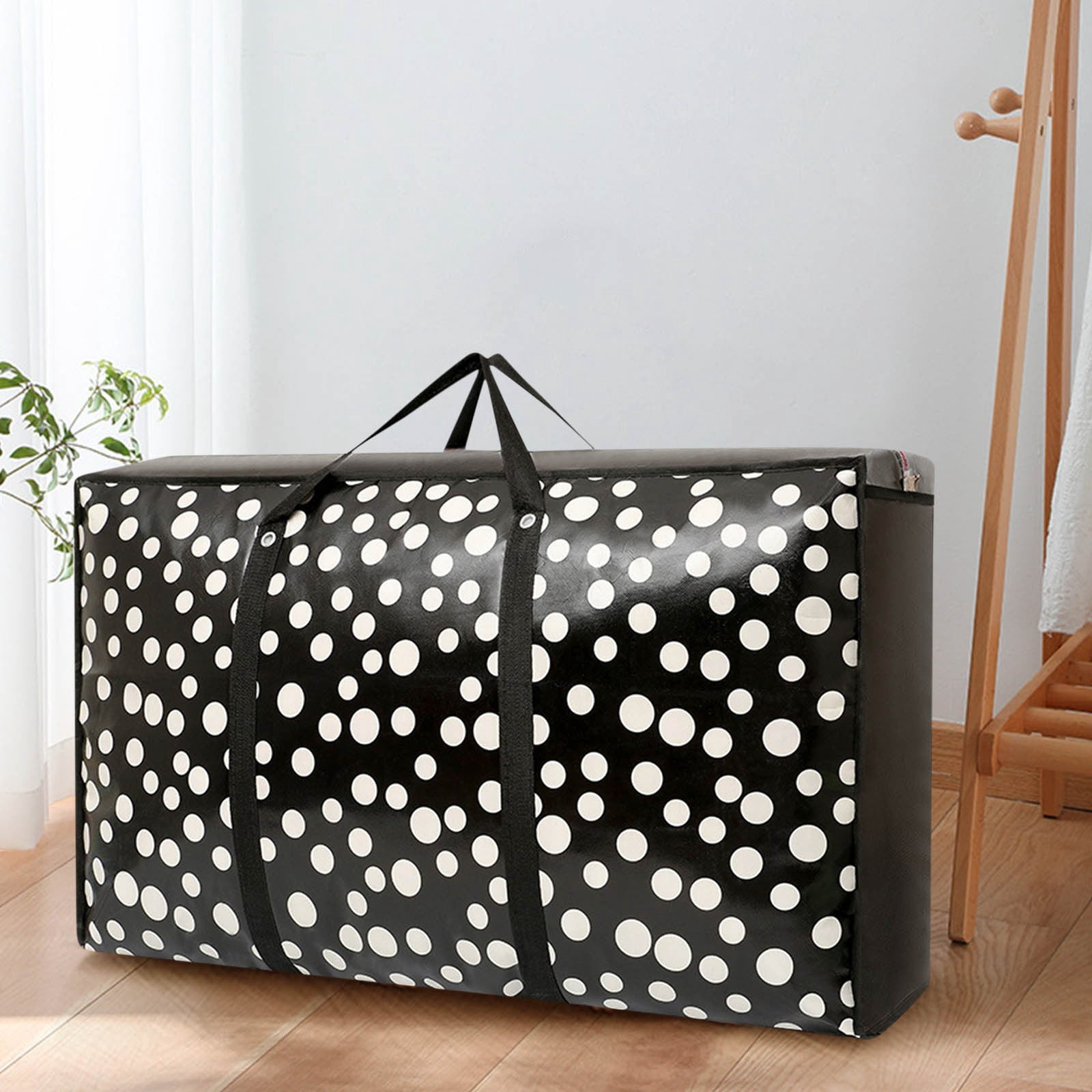 Extra Large Reusable Storage Bag With Strong Handles & Zippers, Heavy Duty Washable Moving Organizer for Bedding Blankets Closet Underbed