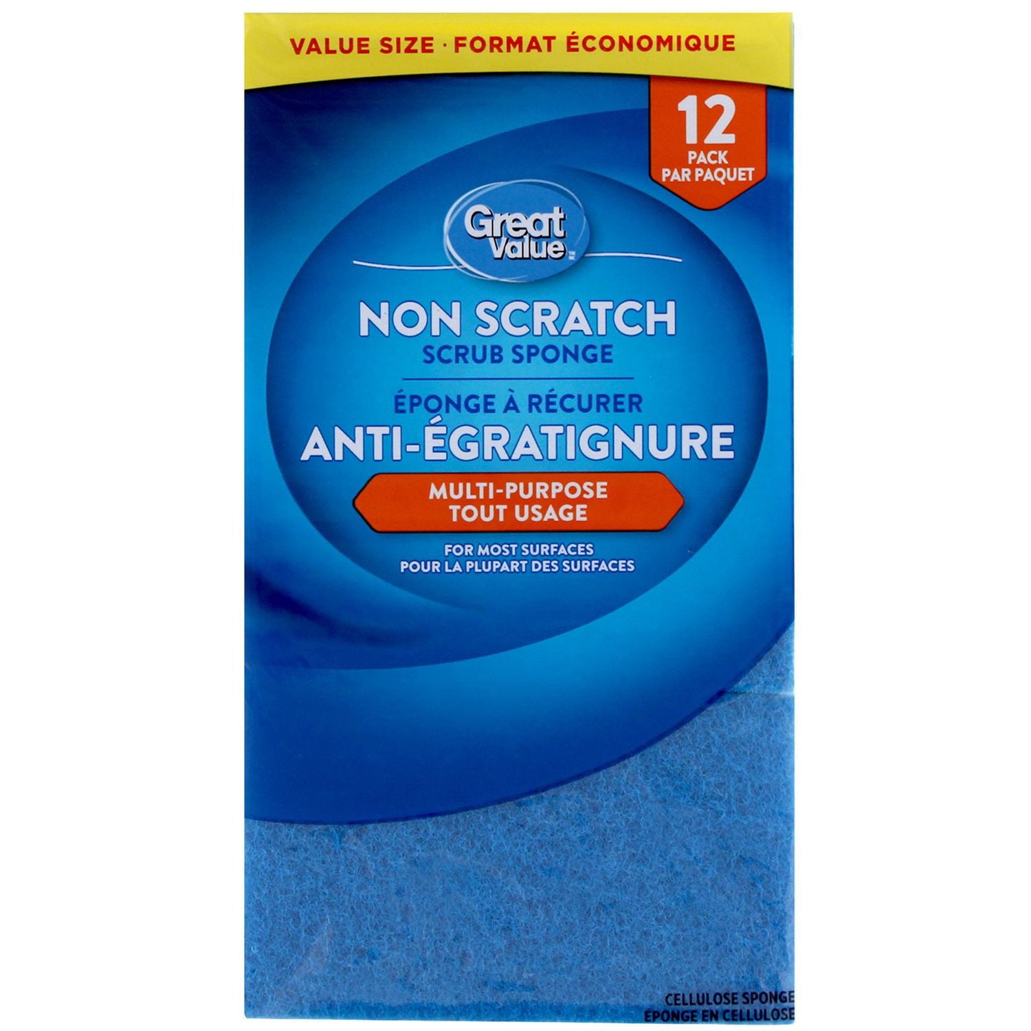 Great Value Non-Scratch Scrub Sponge, 12-Count