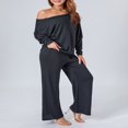thumbnail image 2 of Ensemble de Hauts en Tricot à Épaules Dénudées et de Pantalons à Jambes Larges pour Femmes, 2 of 8