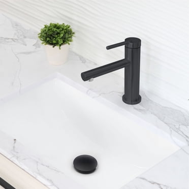 Robinet de Salle de Bain Élégant à une Poignée, Noir Mat, Hauteur 6 Pouces B-108N