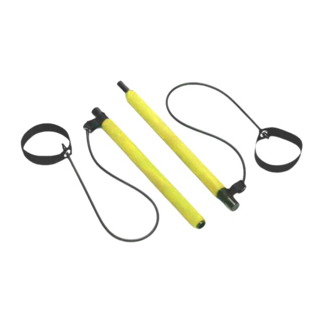 jinwen 2 Sections Pilates Bar Exercise Stick for Power Lifting Indoor Outdoor Squat Yellow
