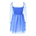 thumbnail image 5 of Robe Décontractée Femme Été Couleur Unie Col Carré Manches Longues Transparentes une-Pièce S/M/L/TG, 5 of 5