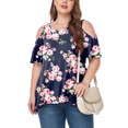 thumbnail image 2 of CHUANK Women‘s Plus Size Cold Shoulder Tunic Top Summer Short Sleeve Blouse, 2 of 7